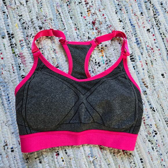 Athletic Works Pink and Grey Y-neck Sports Bra - Picture 1 of 4